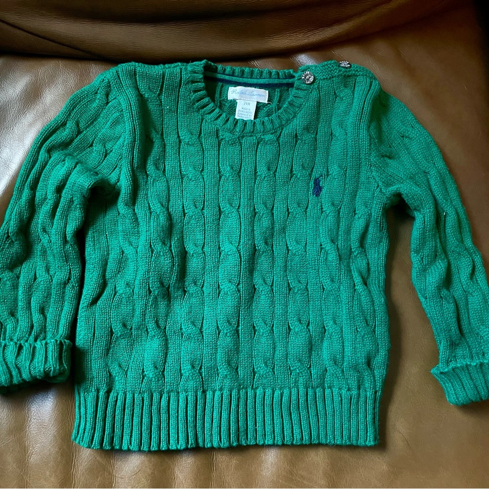 24 month Ralph Lauren Green Cable Knit Sweater